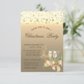 金ゴールドドットクリスマスボール、トナカイのクリスマスパーティー 招待状 (スタンド正面)