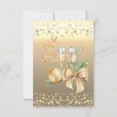 金ゴールドドットクリスマスボール、トナカイのクリスマスパーティー 招待状 (裏面)