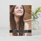 金ゴールドドットグラムフォト卒業パーティー招待状 招待状 (スタンド正面)