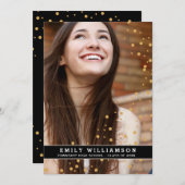 金ゴールドドットグラムフォト卒業パーティー招待状 招待状 (正面/裏面)