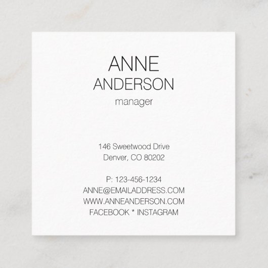 金ゴールドドットシンプル紙吹雪ミニマル白 スクエア名刺 (裏面)