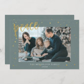 金ゴールドドットセージグリーンクリスマスホリデーカード シーズンカード (正面/裏面)