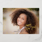 金ゴールドドットハッピーニュー実在イヤーフォイルホリデーカード 箔シーズンカード (正面)