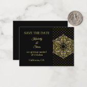 金ゴールドドットパターンとマンダラの日付保存 ノートカード (正面/裏面インサイチュ)