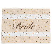 金ゴールドドットパターンストライプベージュ ラージペーパーバッグ (正面)