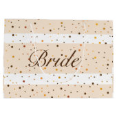 金ゴールドドットパターンストライプベージュ ラージペーパーバッグ (裏面)