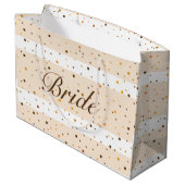 金ゴールドドットパターンストライプベージュ ラージペーパーバッグ (裏面アングル)