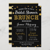 金ゴールドドットブライダルシャワーとブラックバック招待状 招待状 (正面/裏面)