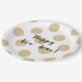 金ゴールドドットブラック&ホワイトモダンニューイヤーイブ ペーパープレート (アングル)