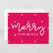 金ゴールドドット付きメリークリスマスピフェイクンク シーズンポストカード (正面/裏面)