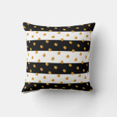 金ゴールドドット付き白黒ストライプの クッション (裏面)