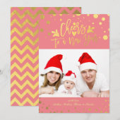 金ゴールドドット応援から新年スクリプトホリディフォト シーズンカード (正面/裏面)