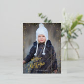 金ゴールドドット楽しいクリスマス実在ホイル 箔シーズンポストカード (立ち正面)