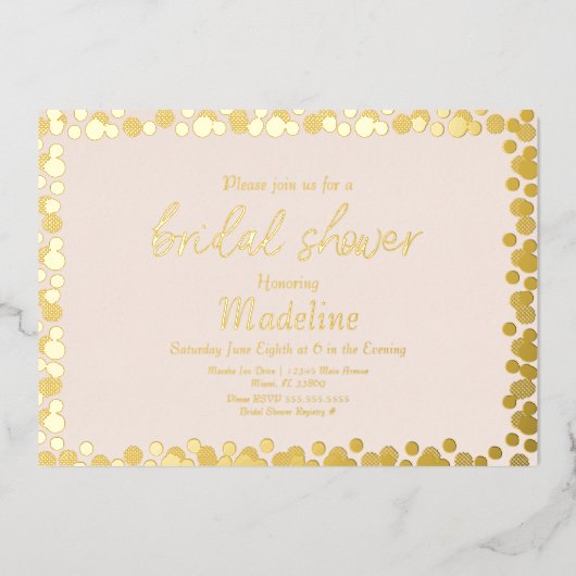金ゴールドドット結婚パターンの箔押し招待状 箔シーズンカード (正面)