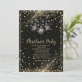 金ゴールドドット、ブラッククリスマスボール会社クリスマス 招待状 (スタンド正面)