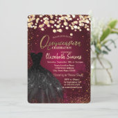 金ゴールドドット、ブラックドレスブルガンディキンセニェラ 招待状 (スタンド正面)