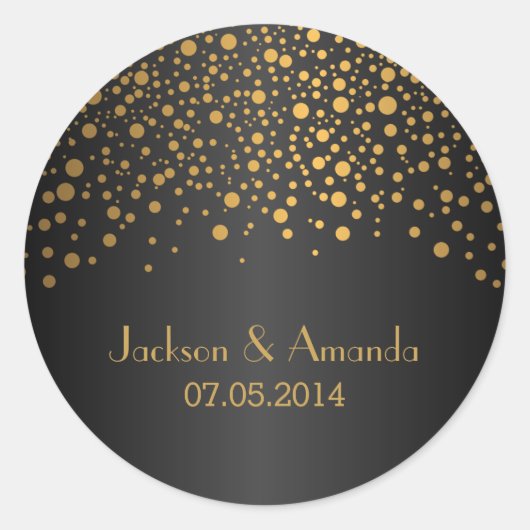 金ゴールドドット(黒) |カスタマイズ ラウンドシール (正面)