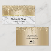 金ゴールドドモダンリップストレンディー大理石美しいサロン 名刺 (正面/裏面)