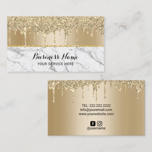 金ゴールドドモダンリップストレンディー大理石美しいサロン 名刺 (正面/裏面)