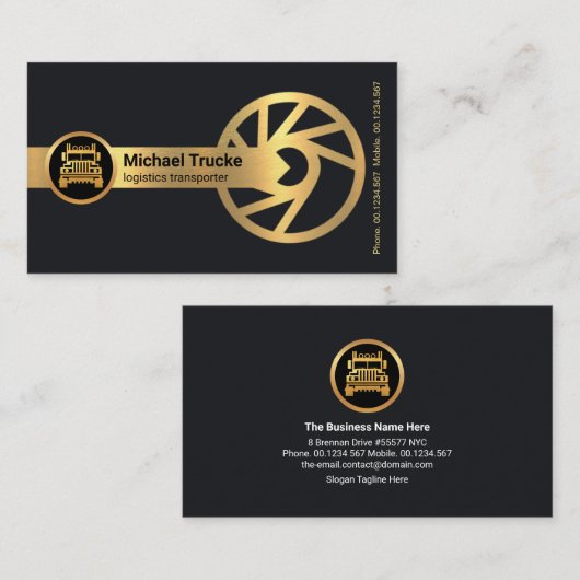 金ゴールドドライブシャフトグローバルタイヤリムロジスティックドライバ 名刺 (正面/裏面)