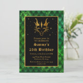 金ゴールドドラゴンとグリーンはかりで測バースデーパーティー 招待状 (スタンド正面)