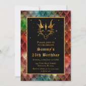 金ゴールドドラゴンとレインボーはかりで測バースデーパーティー 招待状 (正面)