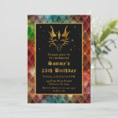 金ゴールドドラゴンとレインボーはかりで測バースデーパーティー 招待状 (スタンド正面)