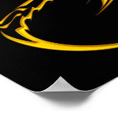 金ゴールドドラゴンと漢字 ポスター (角)