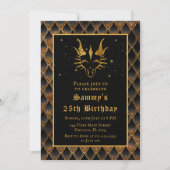 金ゴールドドラゴンと黒はかりで測誕生日パーティー 招待状 (正面)