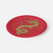 金ゴールドドラゴンのパタ中国のーン ペーパープレート (アングル)
