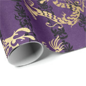 金ゴールドドラゴンオンパープル ラッピングペーパー (ロールコーナー)