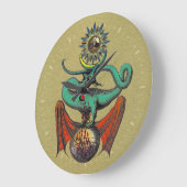 金ゴールドドラゴンシンボルリプリスクロール ラージ壁時計 (傾斜)