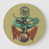 金ゴールドドラゴンシンボルリプリスクロール ラージ壁時計 (正面)