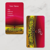 金ゴールドドラゴンズ赤ルビー宝石モノグラム真珠 名刺 (正面/裏面)