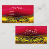 金ゴールドドラゴンズ赤ルビー宝石モノグラム 名刺 (正面/裏面)