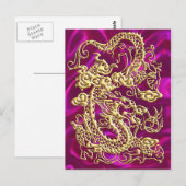 金ゴールドドラゴンマゼンタサテンラッシュ金ゴールドカード ポストカード (正面/裏面)