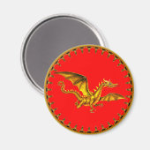 金ゴールドドラゴン赤 マグネット (正面/裏面)