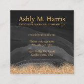 金ゴールドドリップグリッターモノグラムカスタムメタリック スクエア名刺 (裏面)