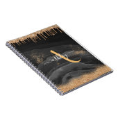 金ゴールドドリップグリッターモノグラムカスタムメタリック ノートブック (右側)