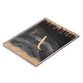 金ゴールドドリップグリッターモノグラムカスタムメタリック ノートブック (左側)