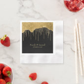 金ゴールドドリップグリッター 縁ありカクテルナプキン (インサイチュ)