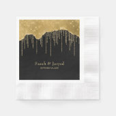 金ゴールドドリップグリッター 縁ありカクテルナプキン (正面)