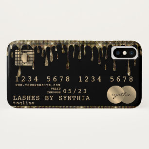 金ゴールドドリップスクレジットカードスタイル iPhone X ケース