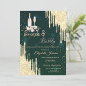 金ゴールドドリップスグリーンブランチ&バブリーブライダルシャワー 招待状 (スタンド正面)