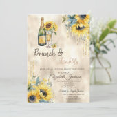 金ゴールドドリップスサンフラワーズワインブライダルシャワー 招待状 (スタンド正面)