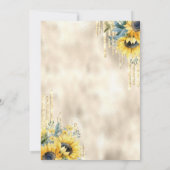 金ゴールドドリップスサンフラワーズワインブライダルシャワー 招待状 (裏面)