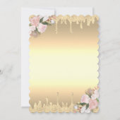 金ゴールドドリップスブランチ&バブリーフラワーズブライダルシャワー 招待状 (裏面)