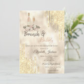 金ゴールドドリップスブランチ&バブリーブライダルシャワー 招待状 (スタンド正面)