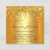 金ゴールドドリップスロゴハウス実在エステートエージェントラグジュアリー スクエア名刺 (裏面)