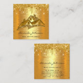 金ゴールドドリップス実在ロゴHouse Estate Agent VIP スクエア名刺 (正面/裏面)